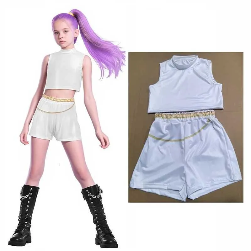 Genérico Disfraz De Anime Pop Hunters Para Niña – Conjunto De Chaqueta, Pantalones Cortos Y Chaleco Para Cosplay De Halloween Y Carnaval (Tallas 3-12 Años)