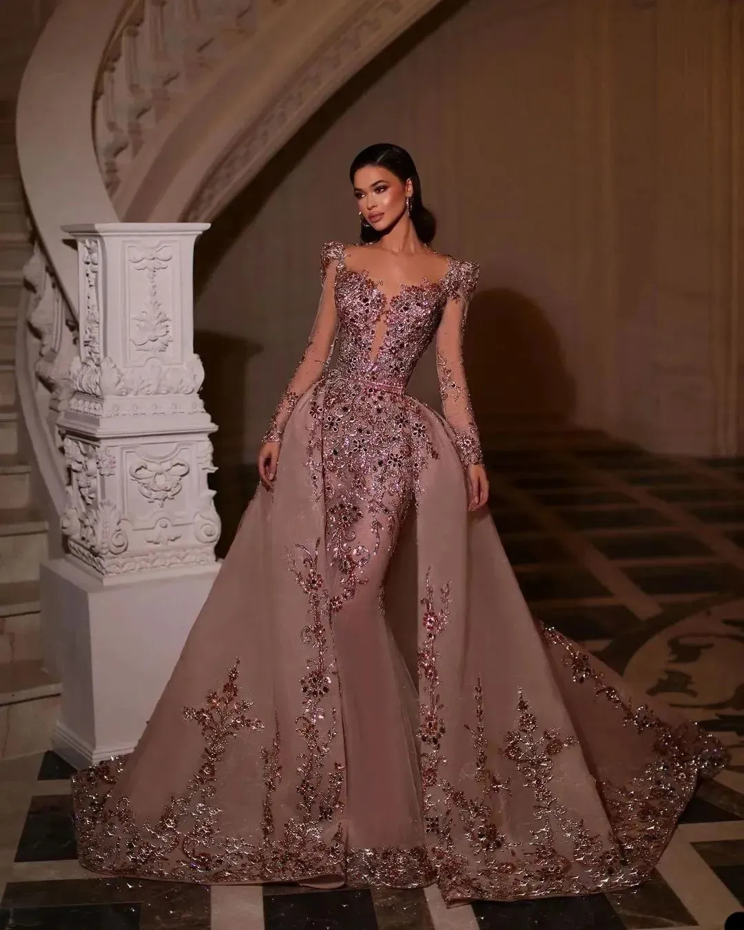 von maur prom dresses Evening Gowns Casual Sparkling Sequin Mermaid Von Maur Dresses With Detachable Train Guest Dresses Von Maur Dresses