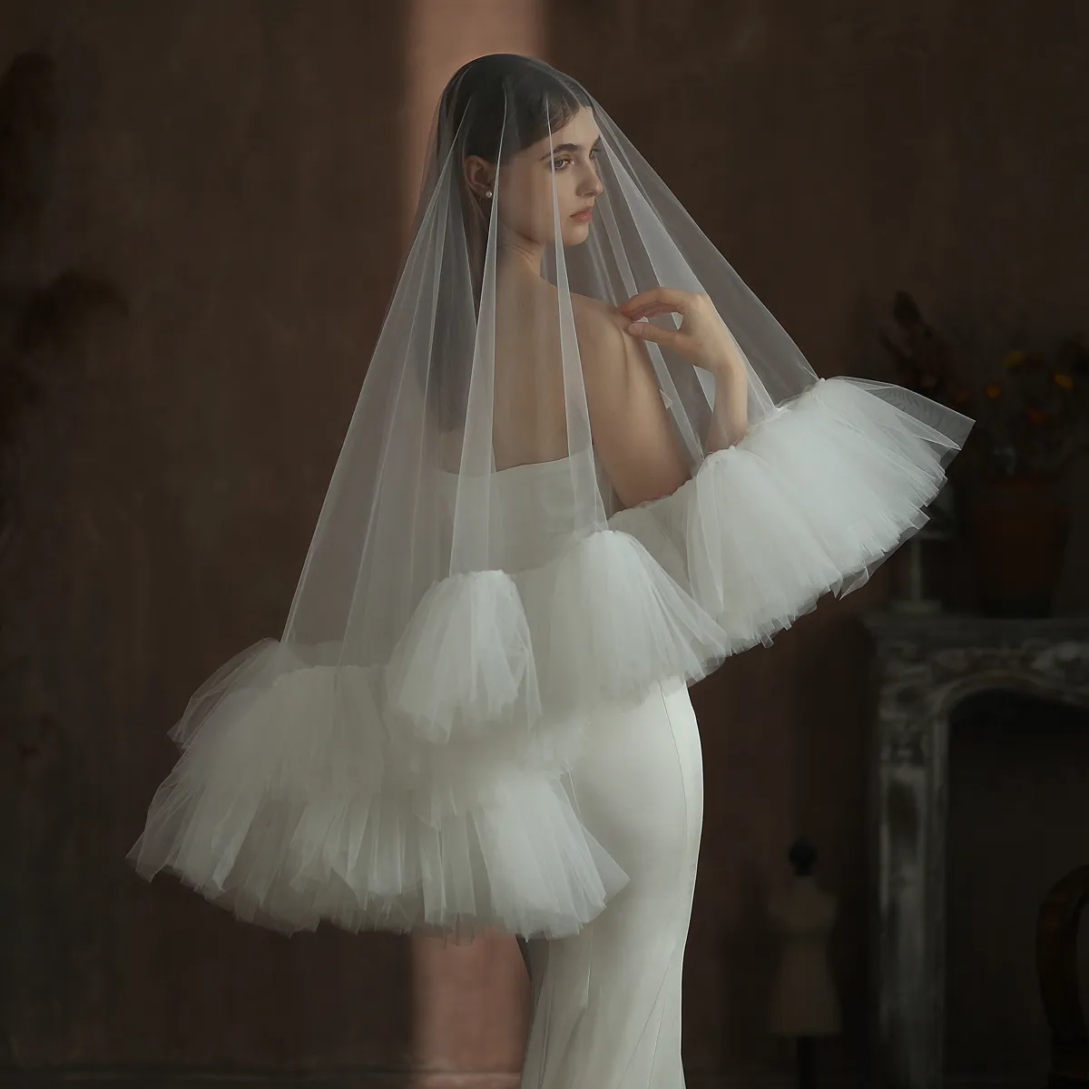 short casual beach wedding dresses Dress A Lne V-Neck Sleeve Floor Length Tulle Wedding Party Bridal Gowns Color:FOM223-Multi men_apparel intricate lace motif skirt Hollies - Long Cool