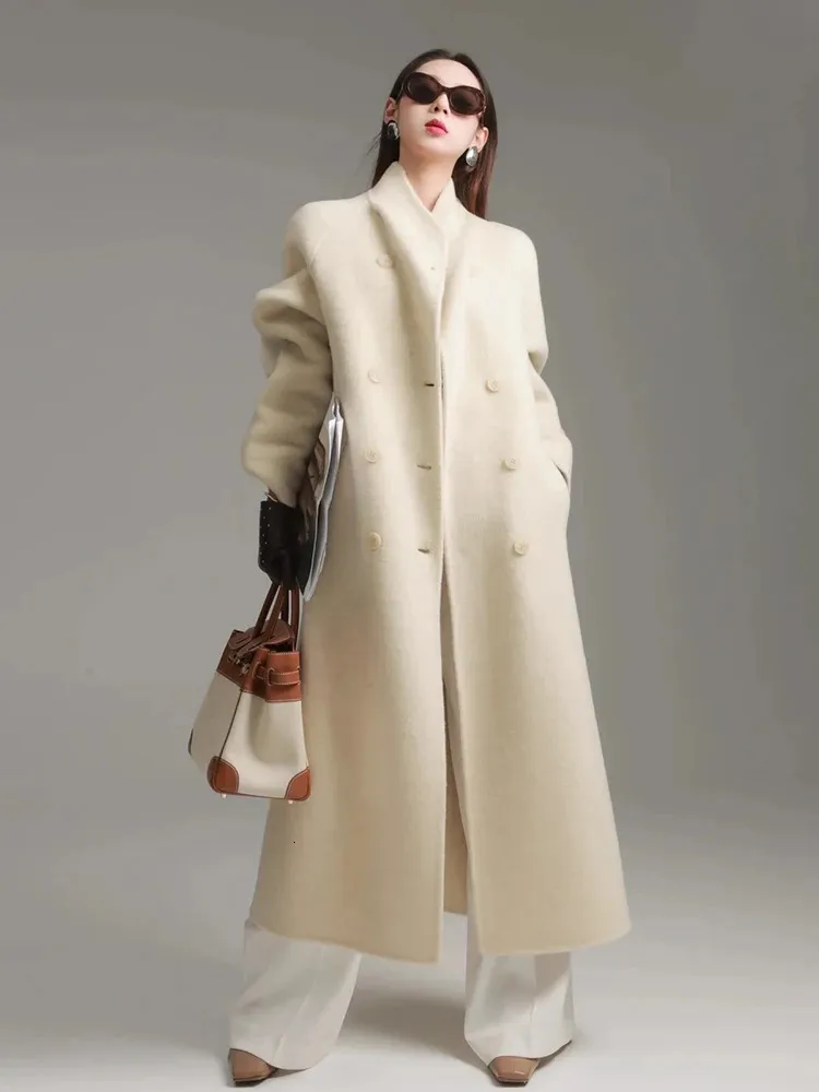 251107 Womens Wool Double Breasted Coat Stand From Dou05