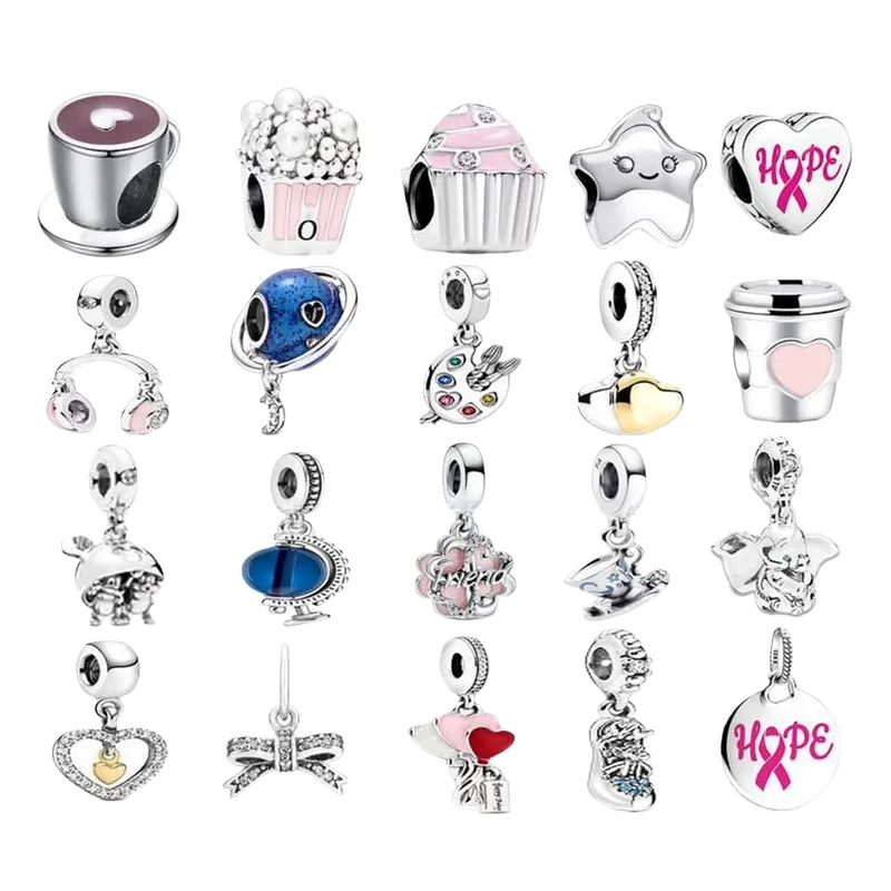 Pulseira com berloques rosa café e brincos para mulher_voghion.com