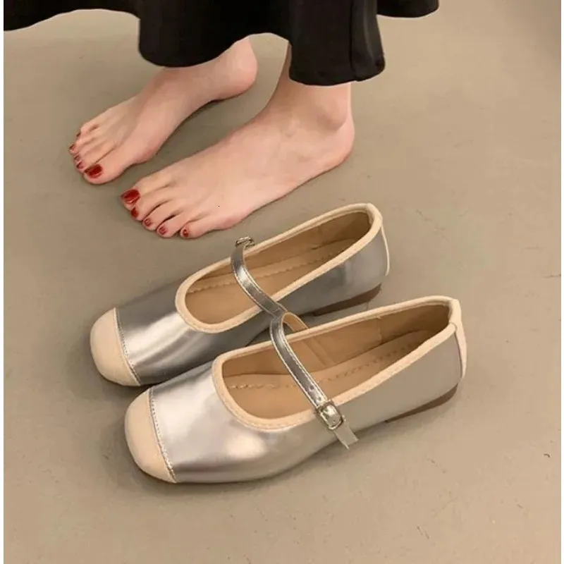 Silvery Women Ballet Fashion Ladies Casual Soft Sole Flats Spring Womens Comfort Shallow Ballerina Shoes 250407_voghion.com