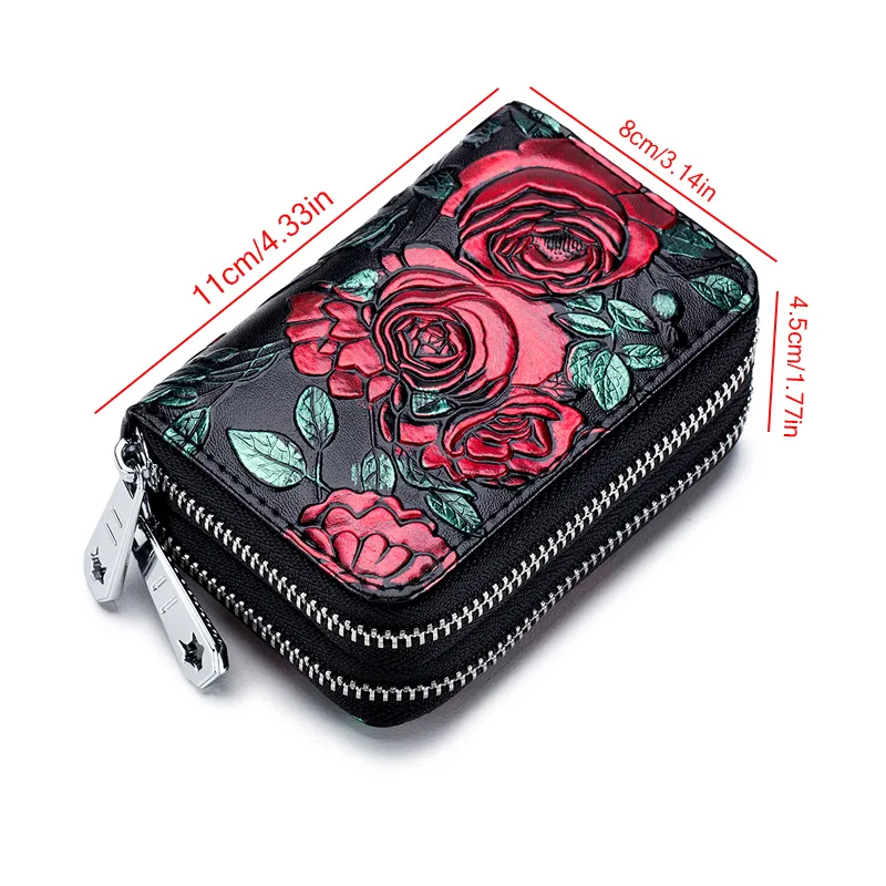 GOIACII, Billeteras Para Mujer, Tarjetero De Gran Capacidad, Billetera Rfid, Bolsillo Con Doble Cremallera, Pulsera Plegable
