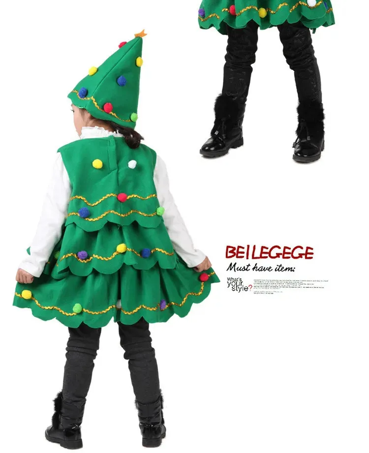 Traje Árbol De Navidad Para Niñas Pequeñas Vestido De Rendimiento Con Sombrero Disfraz Infantil Baile Festival Actuación Navidad y sesiones fotográficas Traje Árbol De Navidad Para Niñas Pequeñas Vestido De Rendimiento Con Sombrero Disfraz Infantil Baile Festival Actuación Navidad y sesiones fotográficas
