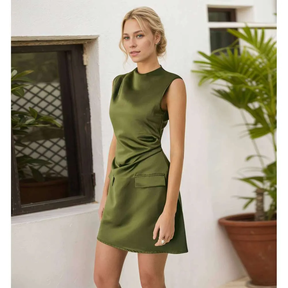 fashion nova short prom dresses Simple V-neck Blue Satin Sleeveless Short Prom Dress Homecoming Dress,PH327 US0 / Custom Color(leave a note) main image 1