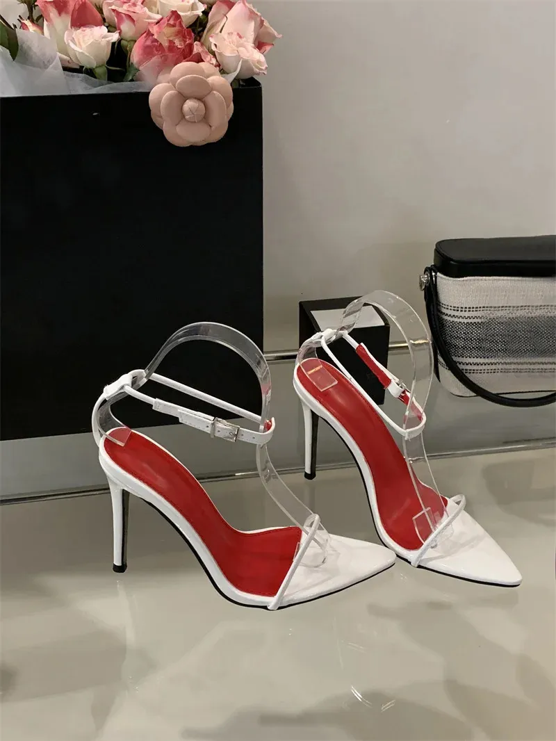 Elegant White Patent Leather Ankle Strap Heels For Women Wedding_voghion.com