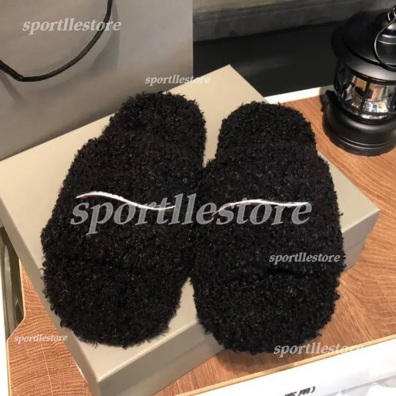 Balenciaga Paris Slides Fluffy Furry Fur Slippers Fuzzy Girl