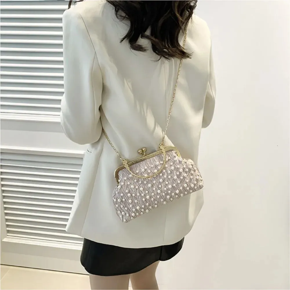 Bolso De Mano De PVC Transparente Con Perlas De Colores Caramelo, Bolso
