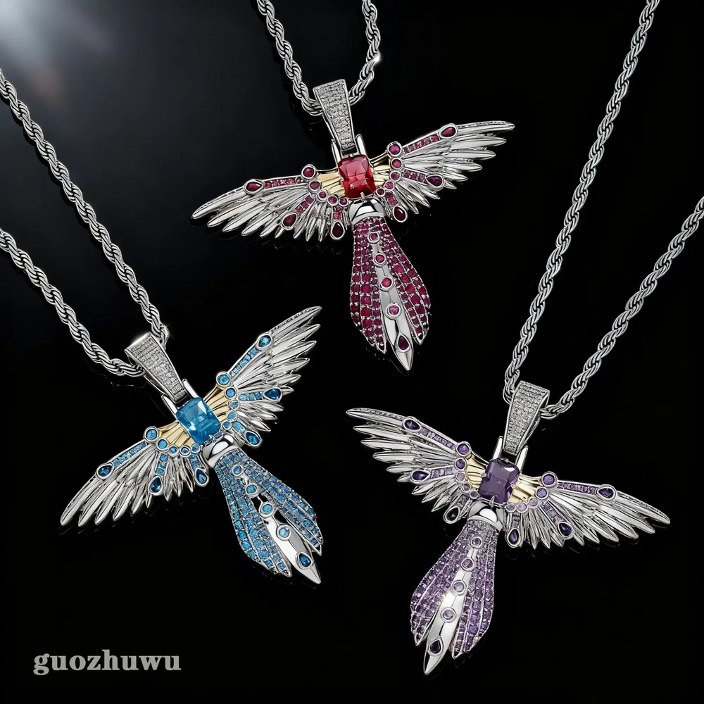 New In Colorful Baguette CZ Stones Dragonfly Charm From
