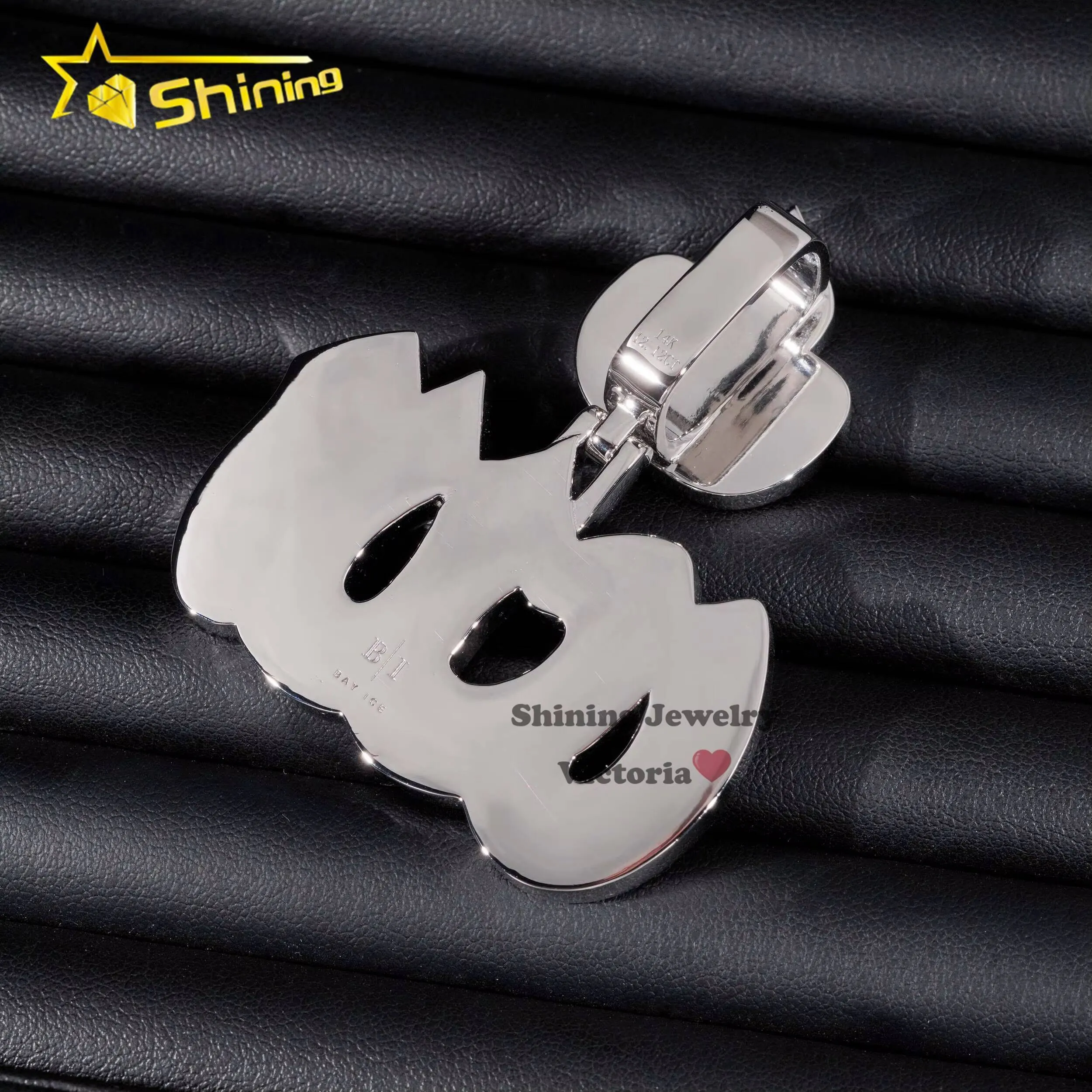 Joias personalizadas cravejadas de diamantes em prata 925, estilo hip hop, com 2 moissanitas VVS e diamantes coloridos, fogo, Alá._voghion.com