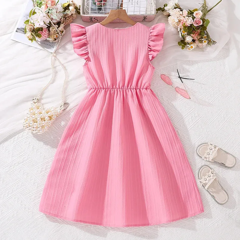 pink dresses for 12 year olds QQXHU Pink Dresses Dresses For Girls 10-12 Girl's Flowy Cami Dress Ruched Sleeveless Pink Layered Ruffle Kawaii Short Smocked Summer Dresses, Size: 12