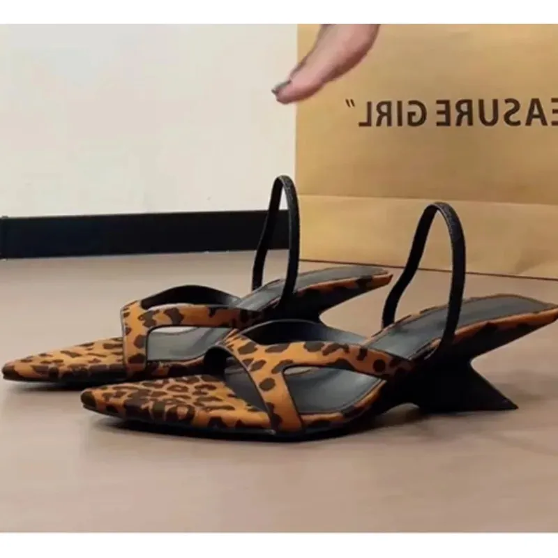 Leopard Womens Slippers Mid Heels Shoes Elegant Summer Sandals Sexy Pumps Flip Flops Party Sandalias De Mujer 250407_voghion.com