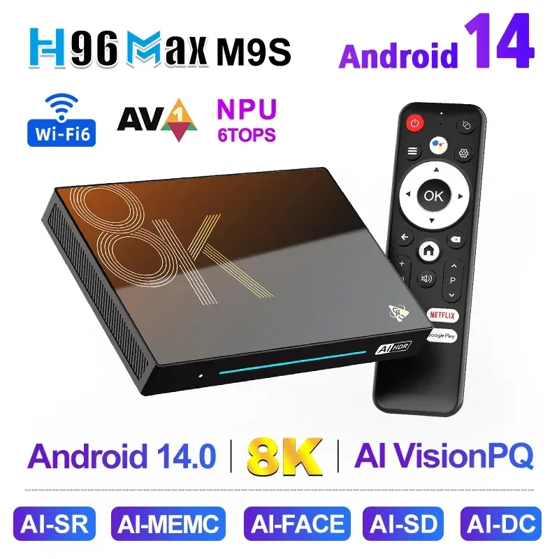 TV Box H96 Max M9 &ndash; Android 14, RK3576, 8G/128G, WiFi6, 8K, HDR, Nuovo