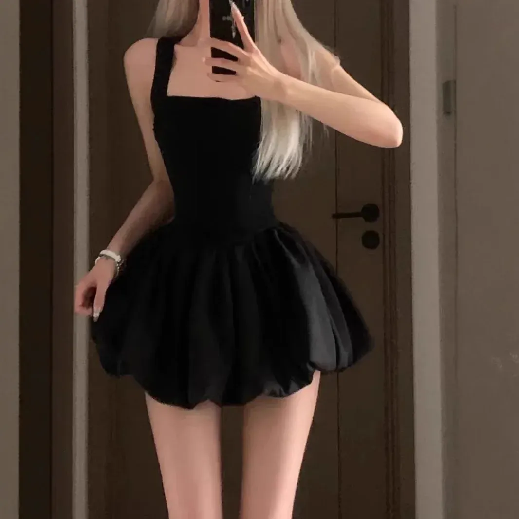 Elegant Spicy Girl Ballet Dress with Pleated Strapless Design and French Bouffant White A Line Skirt - Perfect for Summer and Birthdays (250408)