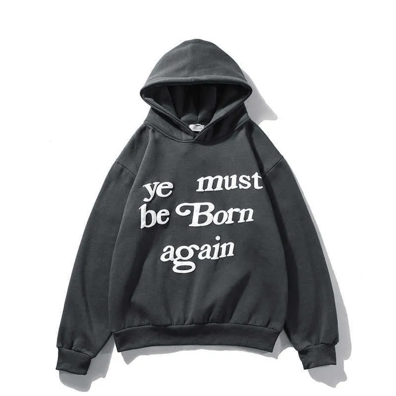 Mens Oversize Pullover Hoodie Polyester Letter Print Full Sleeve