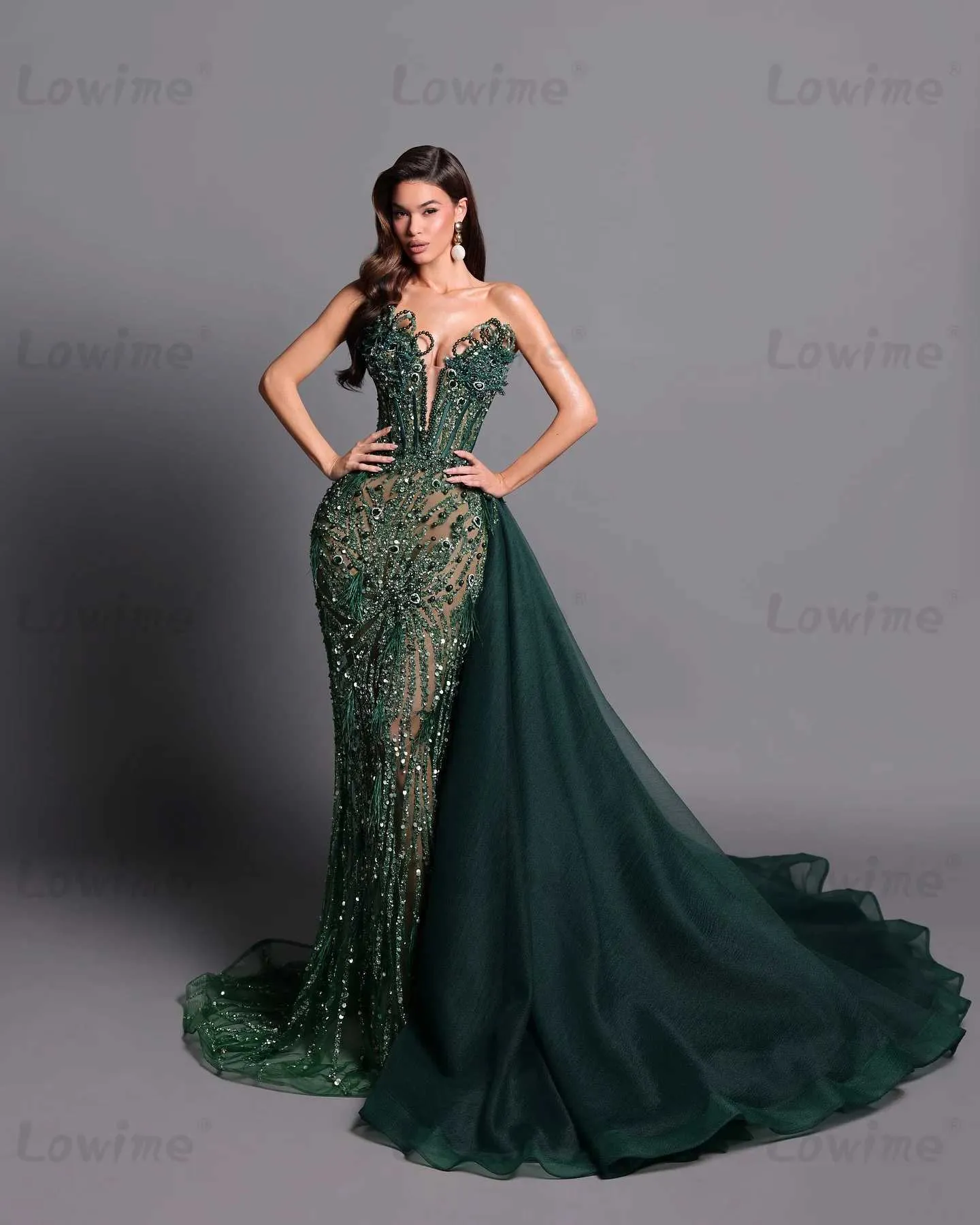Dark Green Cowl Neck Evening Dress Glamorous Dark Green Formal Dress Y166 main image 1