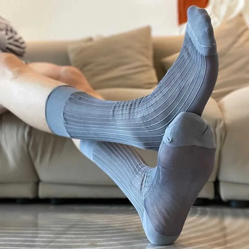 Breathable Knitted Nylon Business Formal socks for Men for Men - Summer Formal Dress in Gray, Sexy Mid Tube Design (X250410) Breathable Knitted Nylon Business Formal socks for Men for Men - Summer Formal Dress in Gray, Sexy Mid Tube Design (X250410)
