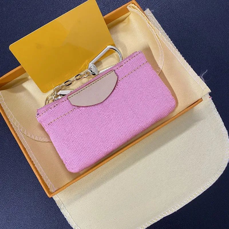 Classic denim print keychain Fashion women's coin purse Blue pink card bag Key bag Designer Coin Case Portable wallet Bag pendant accessories