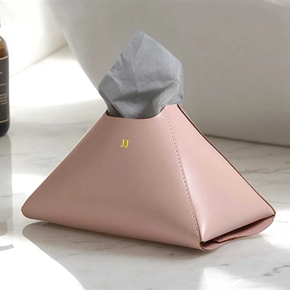 Triangular Tissue Box Custom Company PU Leather Tissue Box Triangle Foldable Expandable ...