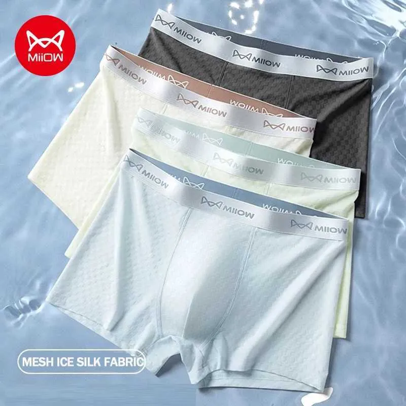 MiiOW Men's Mesh Breathable Boxers with Antibacterial Crotch Denim Knit ...