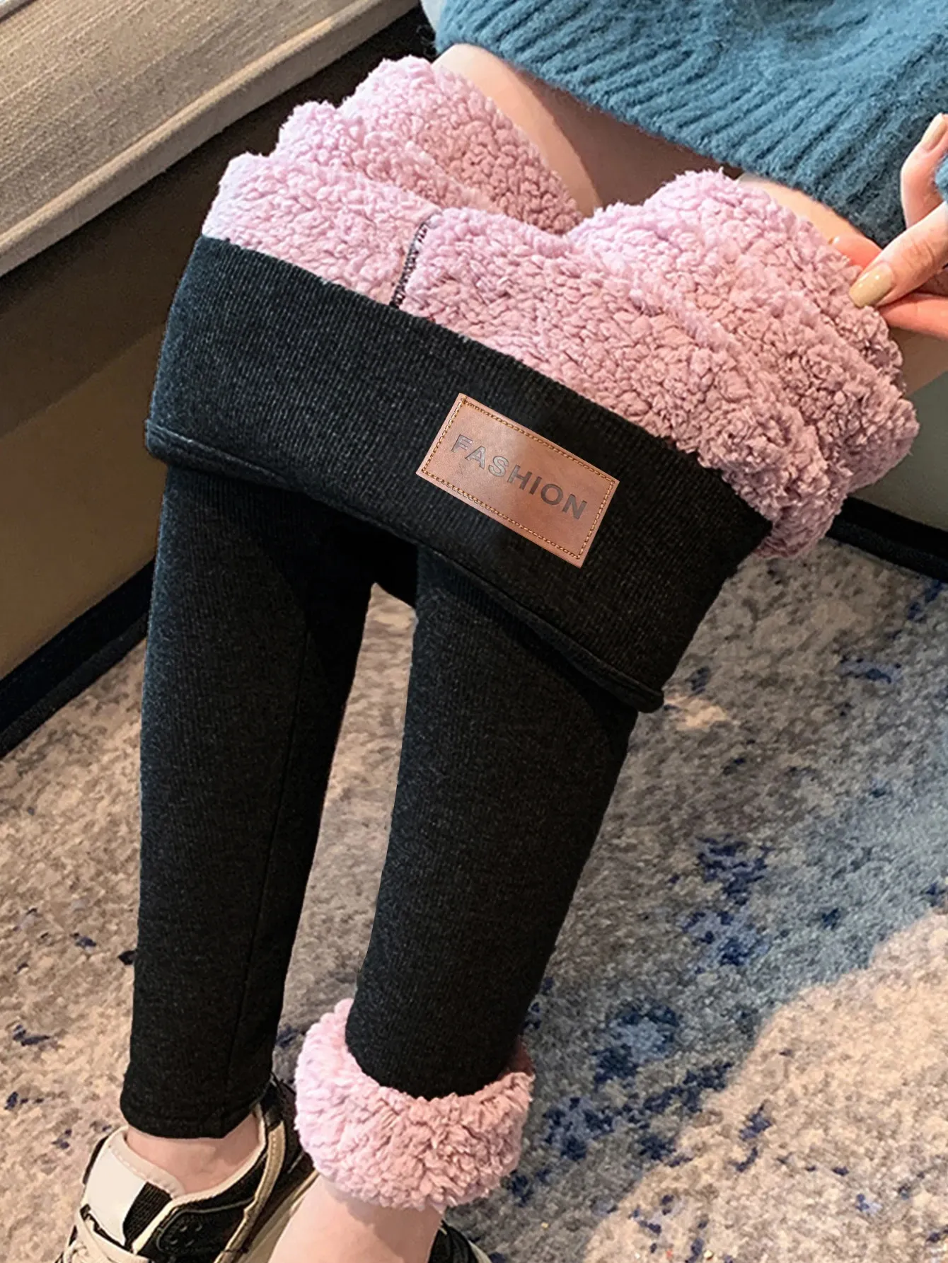 Leggings Invernali Da Donna A Vita Alta – Caldi In Cashmere E Velluto, Taglie Forti - 2