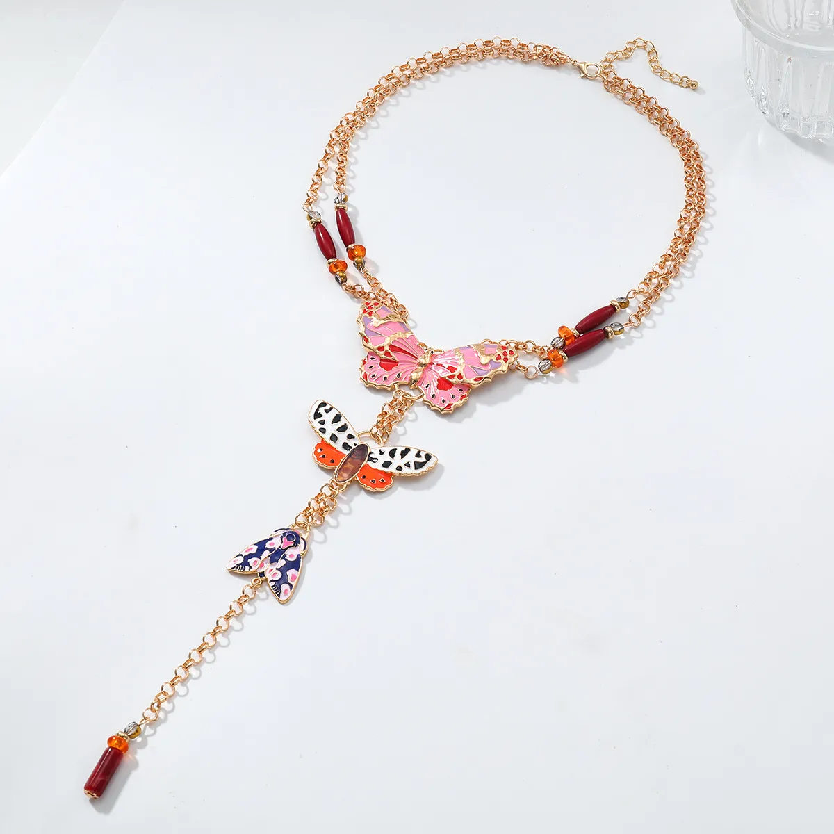 Y2K Grunge Chain Necklace Set with Bee, Butterfly & Cross Pendants for Women Gothic Multi Layered Metal Chain Clavicle Necklace Punk CCB  main image 3