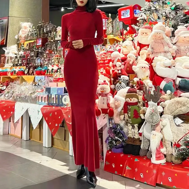 open lace back dress Burgundy Turtleneck Side Slit Maternity Midi Sweater Dress – PinkBlush main image 0