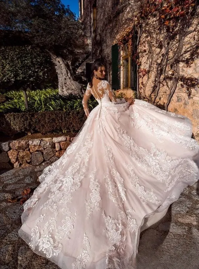 db studio sequin floral a line spaghetti strap wedding dress Striped Tulle main image 1