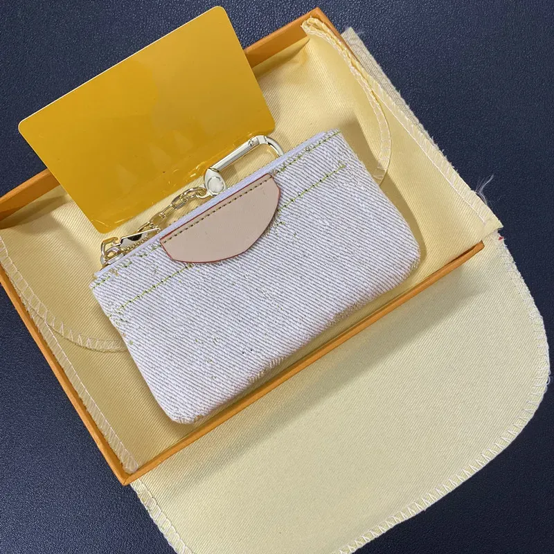 Classic denim print keychain Fashion women's coin purse Blue pink card bag Key bag Designer Coin Case Portable wallet Bag pendant accessories