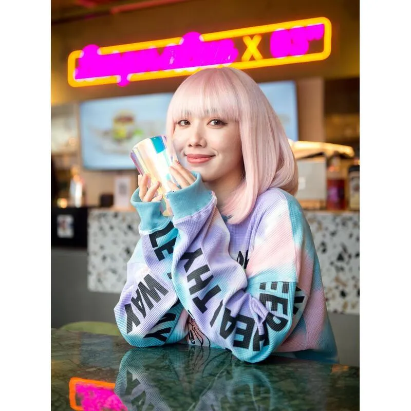 Pink Yaki Bob Wig Amazon.com : Aimole Short Yaki Straight Synthetic Wigs Pink  main image 2