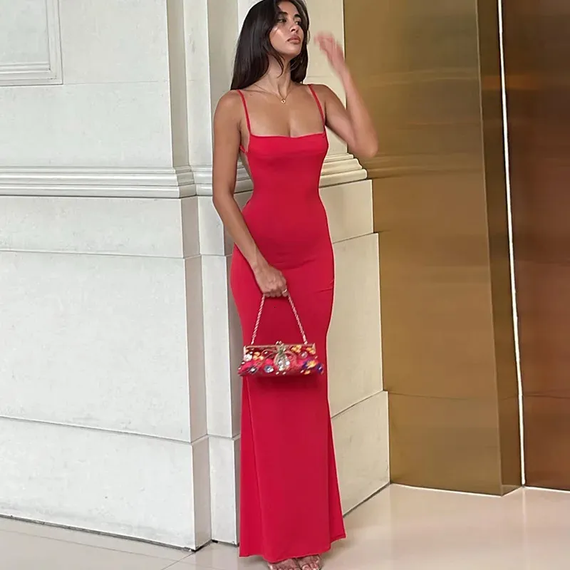 CAKULO Spring Solid Sleeveless Elegant and Sexy Bodycon Y2k Long Dress Womens Birthday Party Casual Y2k 250409