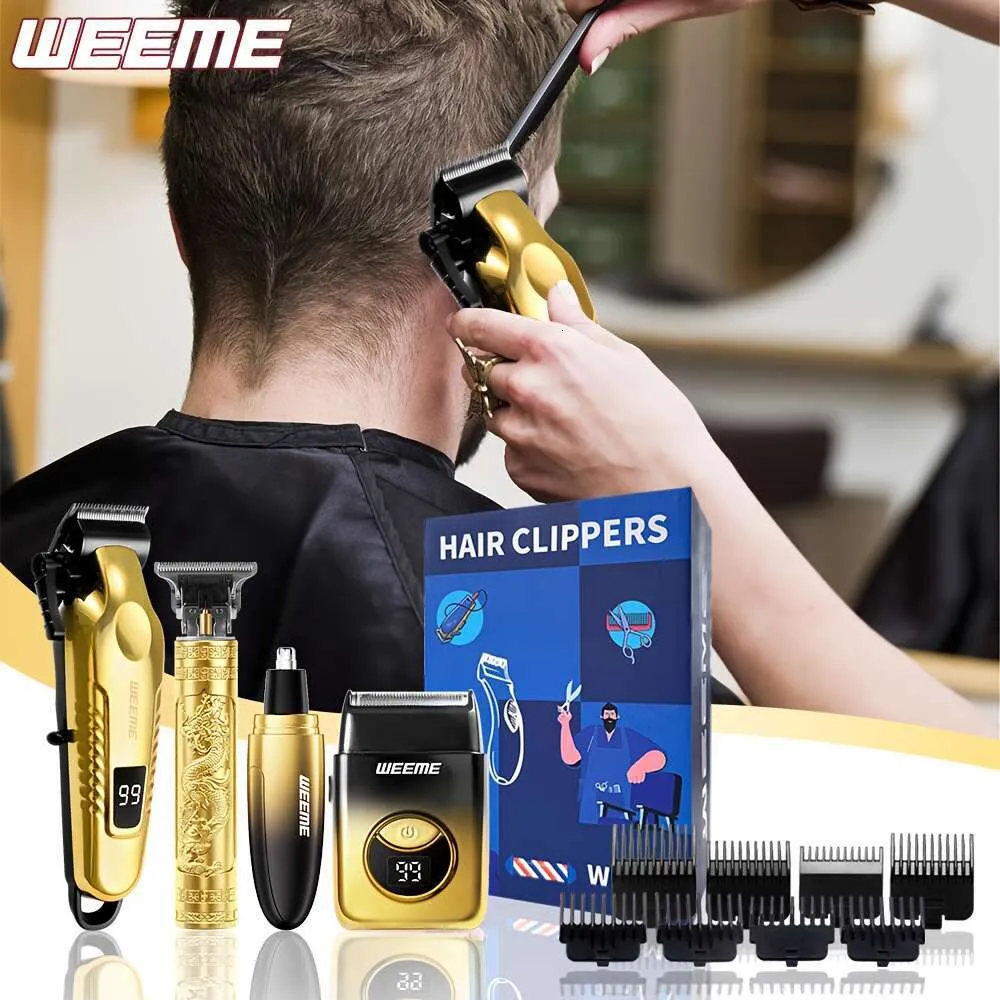 WEEME ゴールド メンズ電動ヘアーセット 3点セット WEEME Men's Electric Shaver Set with USB Rechargeable Foil Shaver