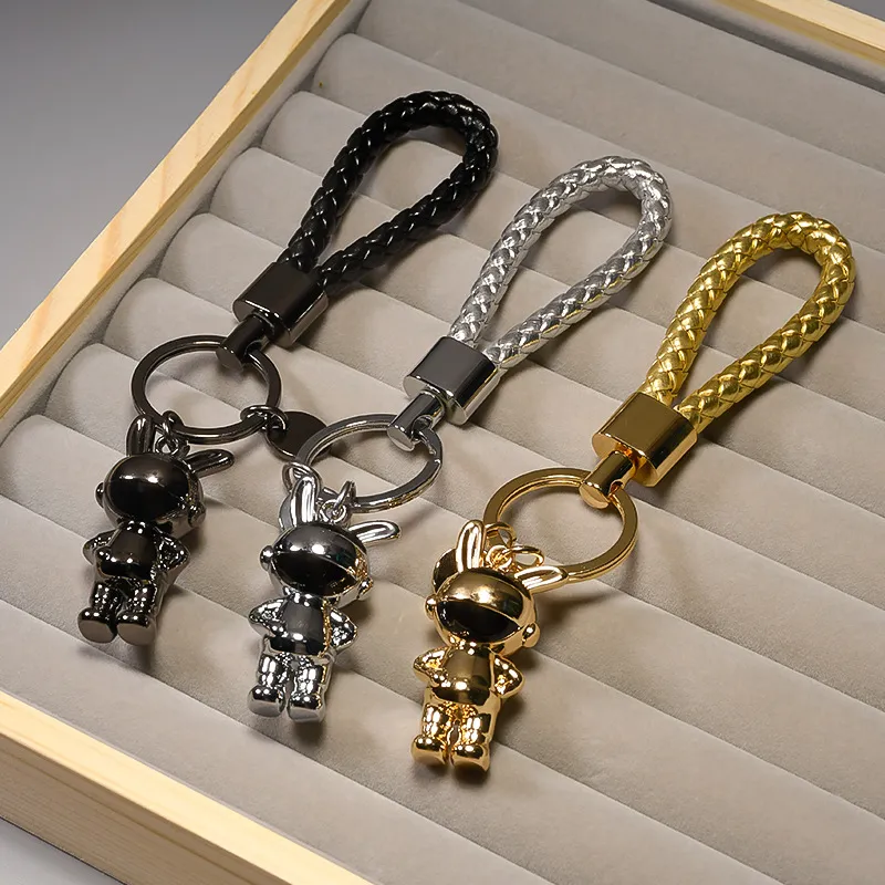 Braided Rope Car Keychain with 18K Gold Plated Stainless Steel Alloy ...