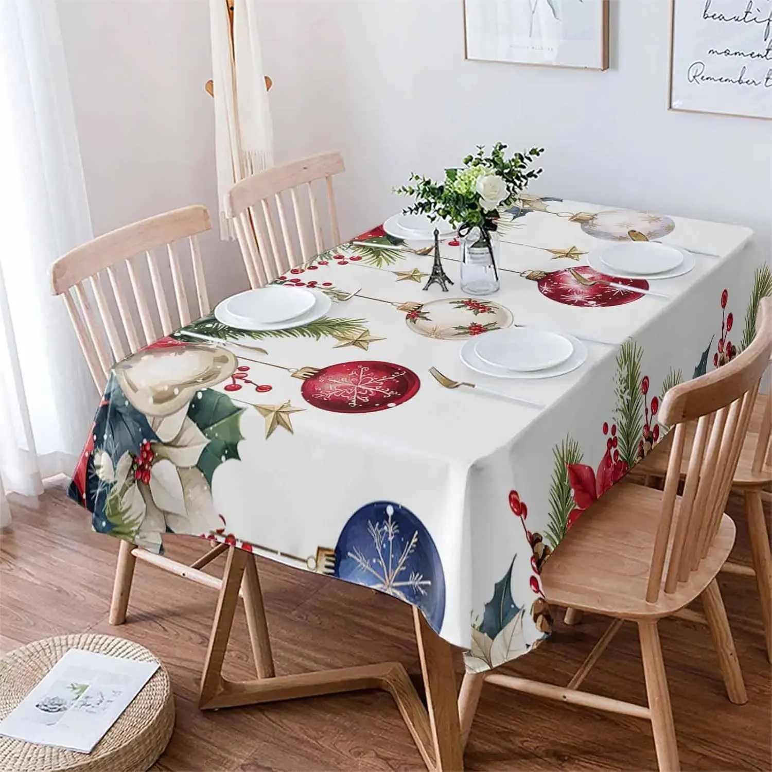 Tovaglia natalizia in cotone 155x240 cm Klaus blanco | Maisons du Monde