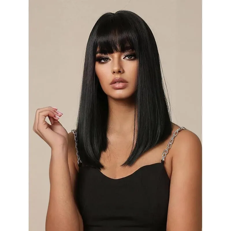 Future Chemical Fiber Synthetic Black Mid-length Short Curly Hair Wavy  T-shaped Lace Wig Soft No Glue Soft