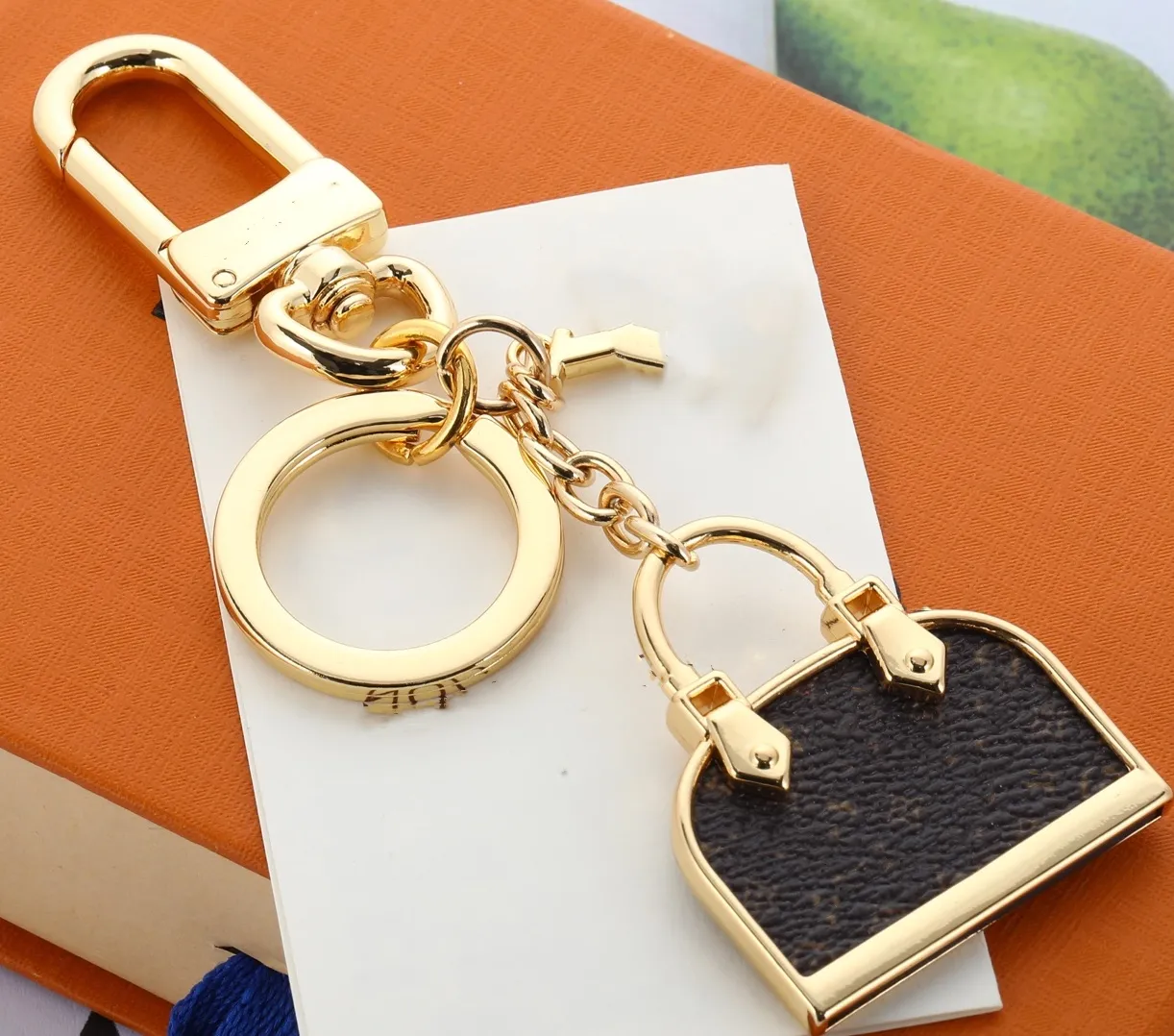 Designer Keychain For Women Brown Letter Keyring With Wallet Lanyard ...