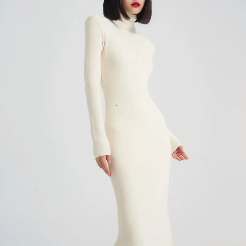chinese dress ladies Ivory Turtleneck Bell Sleeve Sweater Dress – PinkBlush main image 0
