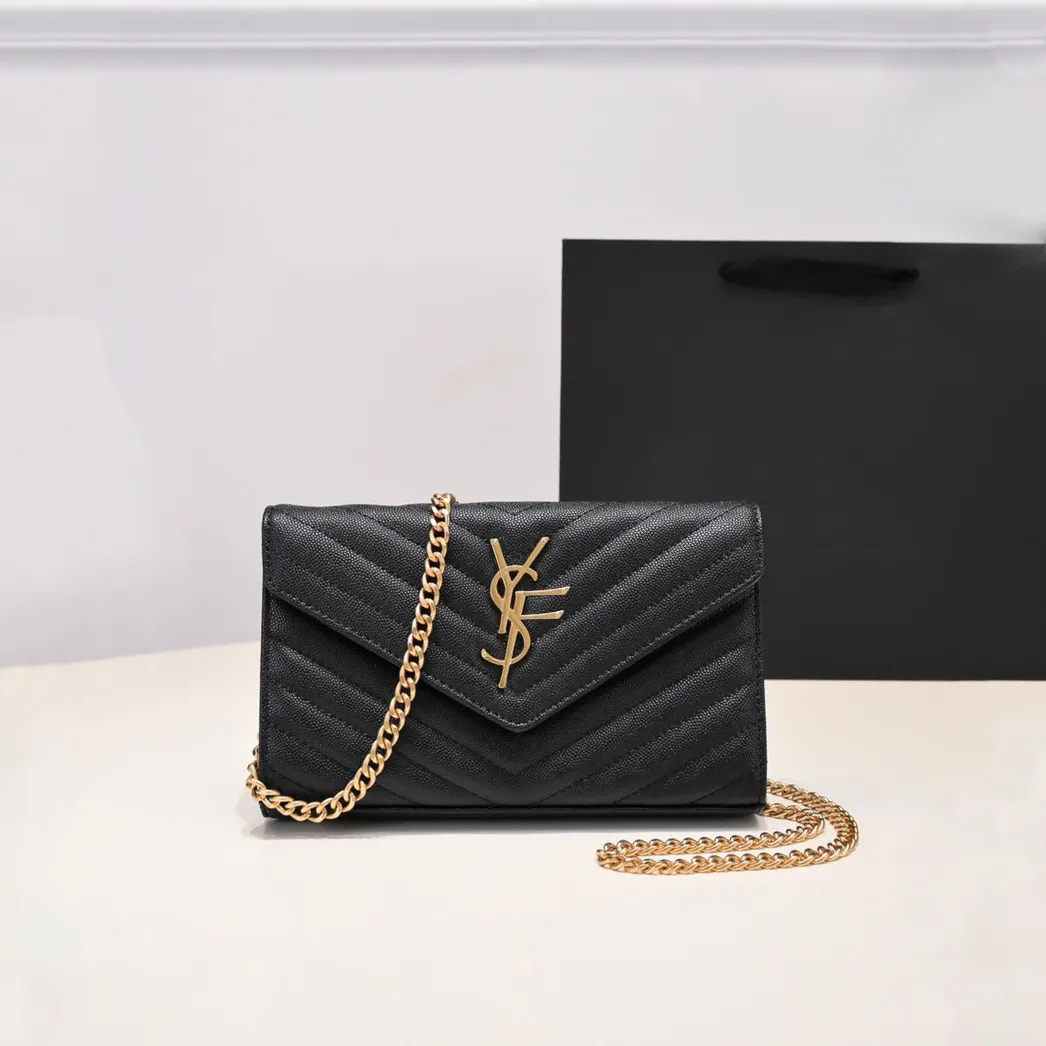 Designer Bag Shoulder Bags Women's Fashion Handbags Luxury Y S - Leather Envelope Totes Black Calfskin Classic Diagonal Stripes Messenger Chain Wallet Crossbody Bag