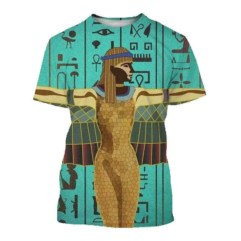 Retro Pharaoh Anubis Patrón De La Moda De Verano De Los Hombres