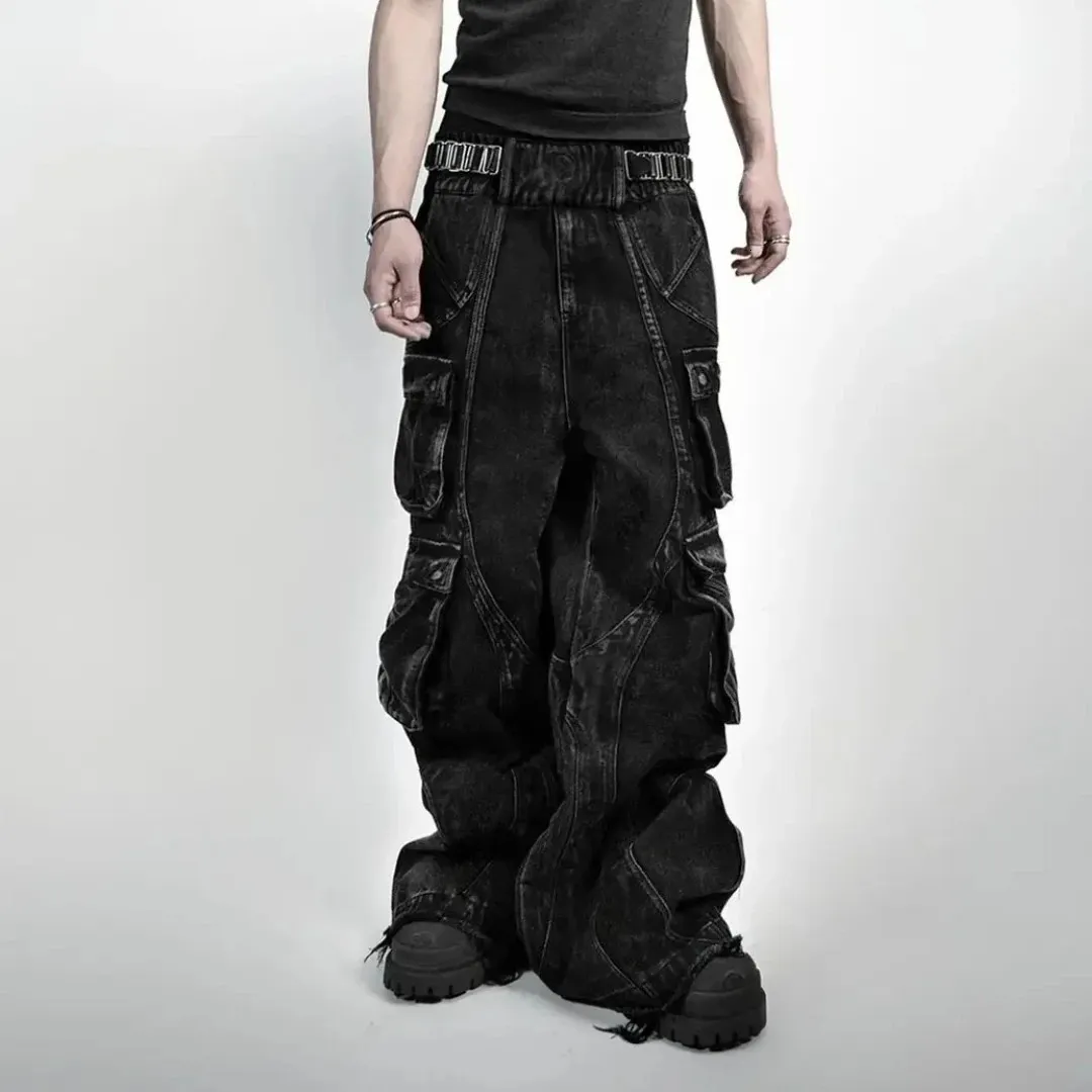 Vintage Rapper Pants American Vintage Y2K Gothic Black Washed Multi Pocket... From Fan02 ...