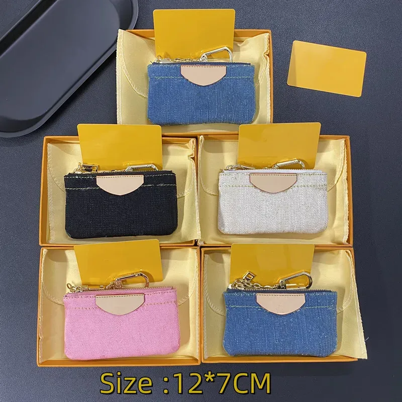 Classic denim print keychain Fashion women's coin purse Blue pink card bag Key bag Designer Coin Case Portable wallet Bag pendant accessories