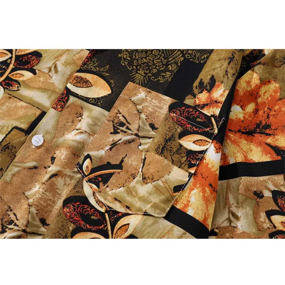Camicia Hawaiana Uomo Stampa 3D - Maniche Corte Con Bottoni - Tessuto Morbido Poliestere 97% - Stile Retrò Resort Per Estate - Taglia M (Nero)