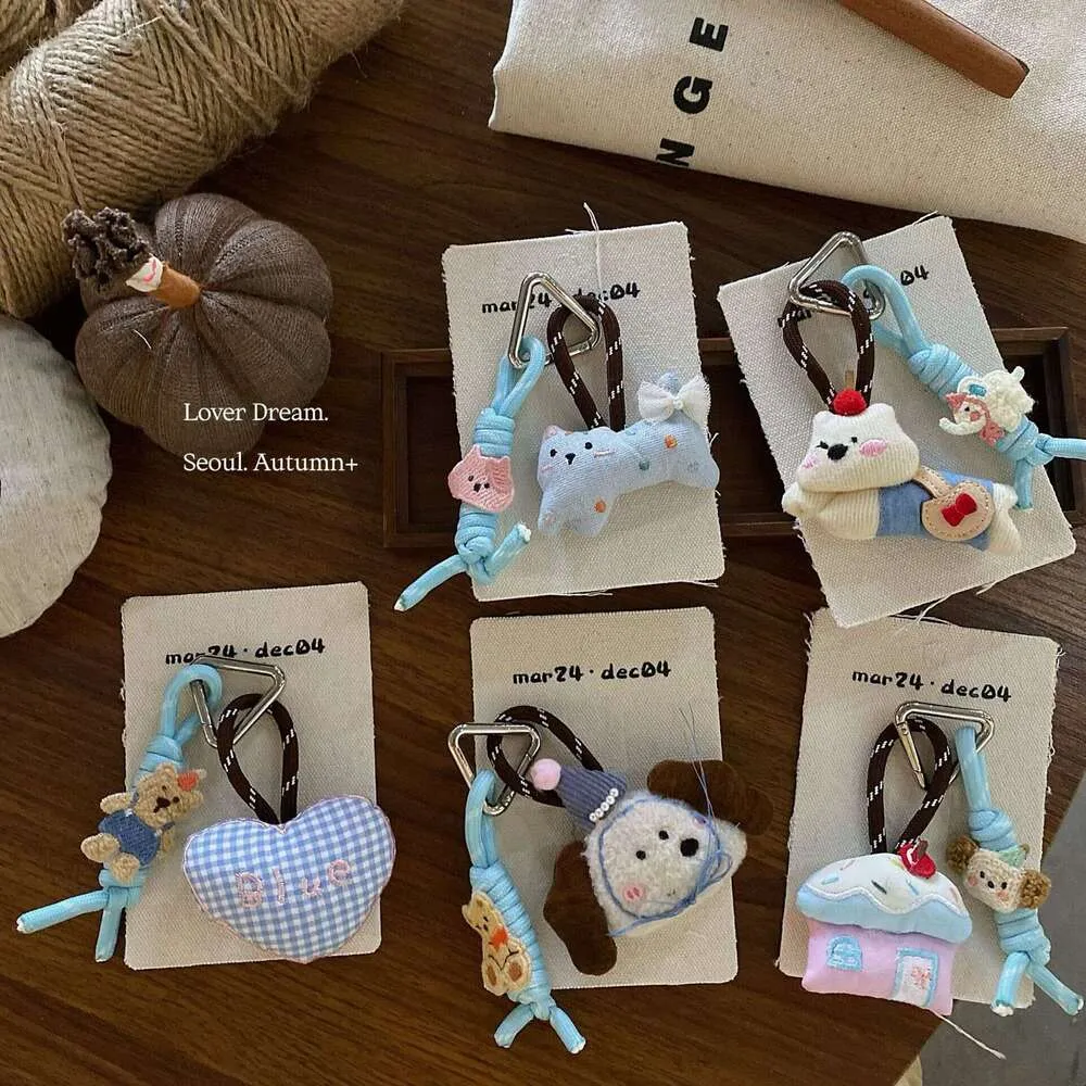 Blue Series Puppy Heart Keychain Set Cute Bag Pendant For Women Autumn ...