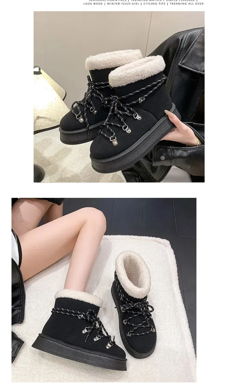 Warme Gefütterte Winterstiefel Für Damen Aus Leder Mit Profil_voghion.com