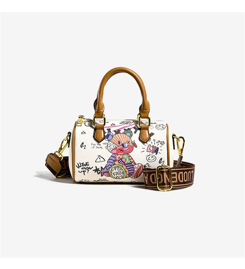 Womens designer mini PU crossbody bag with zipper closure and lock ...