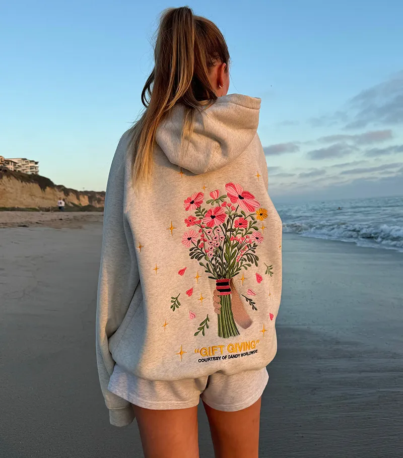 Designer Dandy Embroidered Hooded Sweatshirt – Floral From