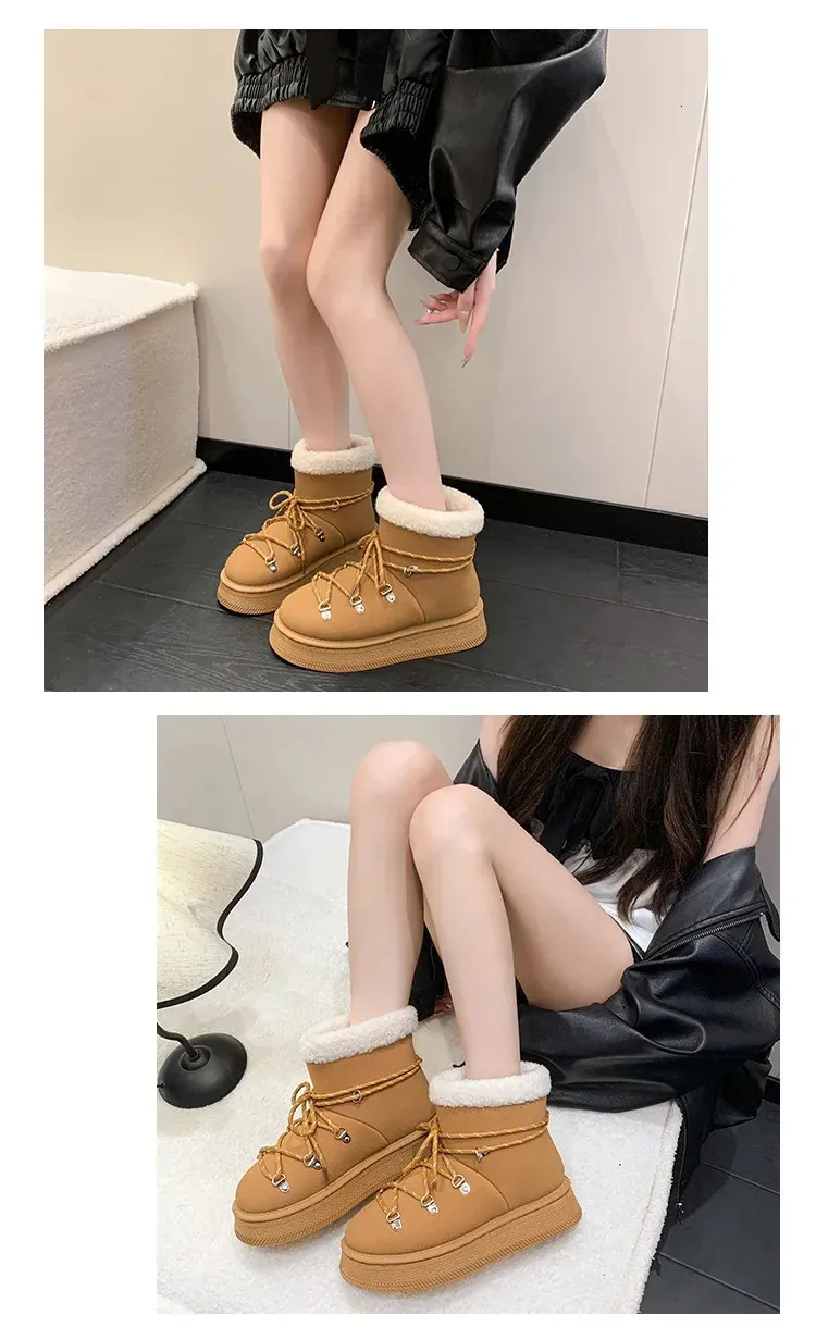 Warme Gefütterte Winterstiefel Für Damen Aus Leder Mit Profil_voghion.com