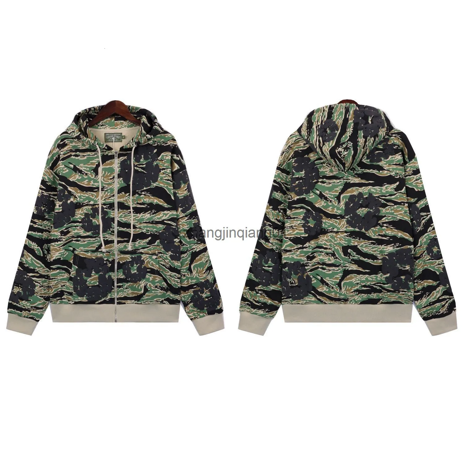 Save Big on Bulk Men's Denim Hoodies Designer Denim Hoodie Spring Winter  Cotton Luxury Fashion Camouflage Printing Army Green Flower Zip Up Hoodie 