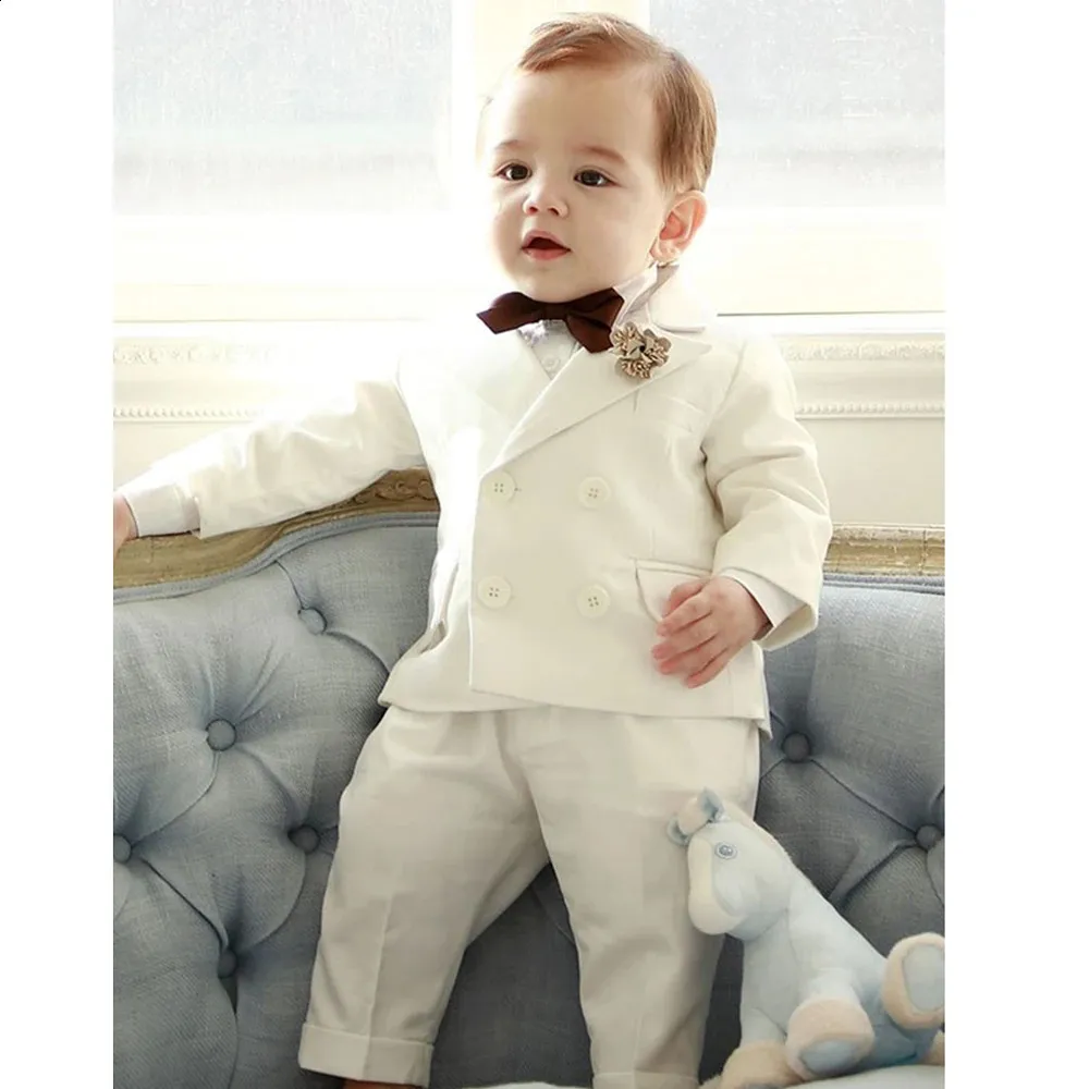 Childrens Wedding Suits: Elegant White Blazer And Pants Set With