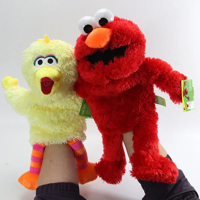 Original Large Sesame Street Elmo Hand Puppet Show Cartoon Soft Plush Doll  Birthday Gift For Children Kids